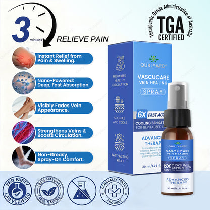 🇦🇺✅Ourlyard® VascuCare Vein Healing Spray(Designed for Varicose veins, Spider veins, Deep vein Thrombosis, Chronic venous insufficiency, Venous ulcers, Thrombophlebitis and other venous issues)